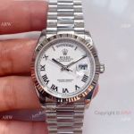 Swiss Grade Replica Rolex Day Date Swiss 3255 White Roman Dial Watch 36mm